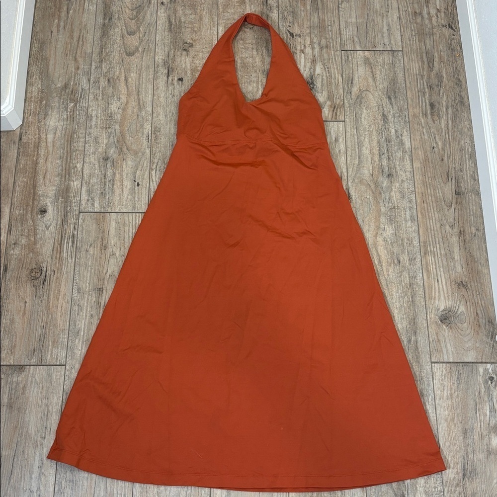 Patagonia Morning Glory Halter Tie Back Knee Length Dress Red Size Large